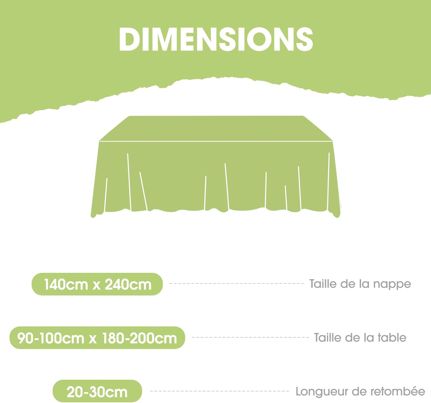 Pureegg - nappe rectangulaire lot de 2 - 140x240cm - polyester lavable