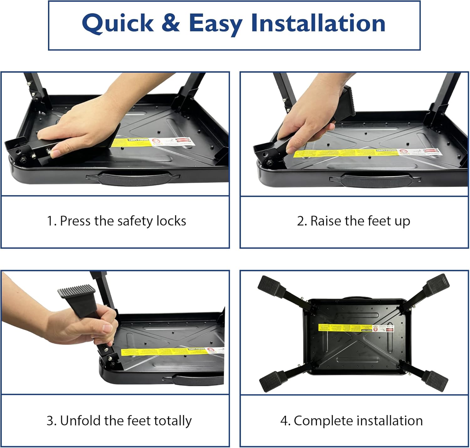BONTEC - marche pied pliable métal - 150kg - tabouret portable antidérapant