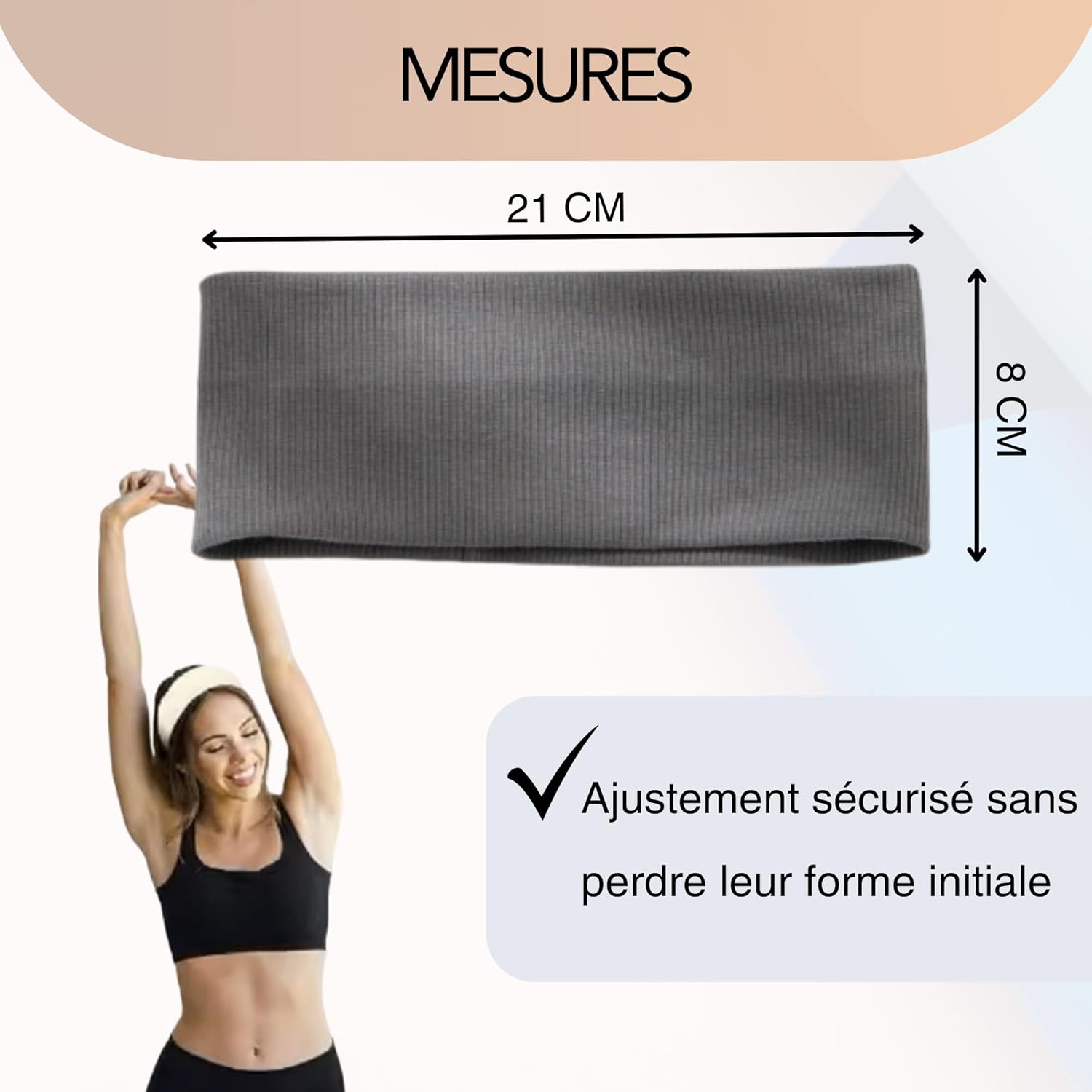 Bandeau cheveux élastique - 3pcs - antidérapant, respirant, sport, maquillage