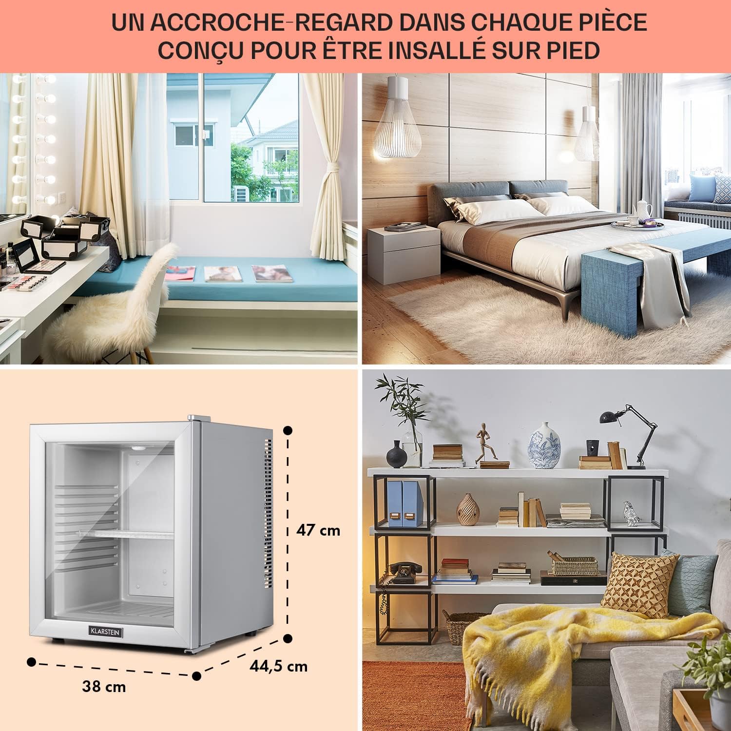 Klarstein - Mini Frigo 32L - compact, silencieux, étagères réglables, 12-18°C