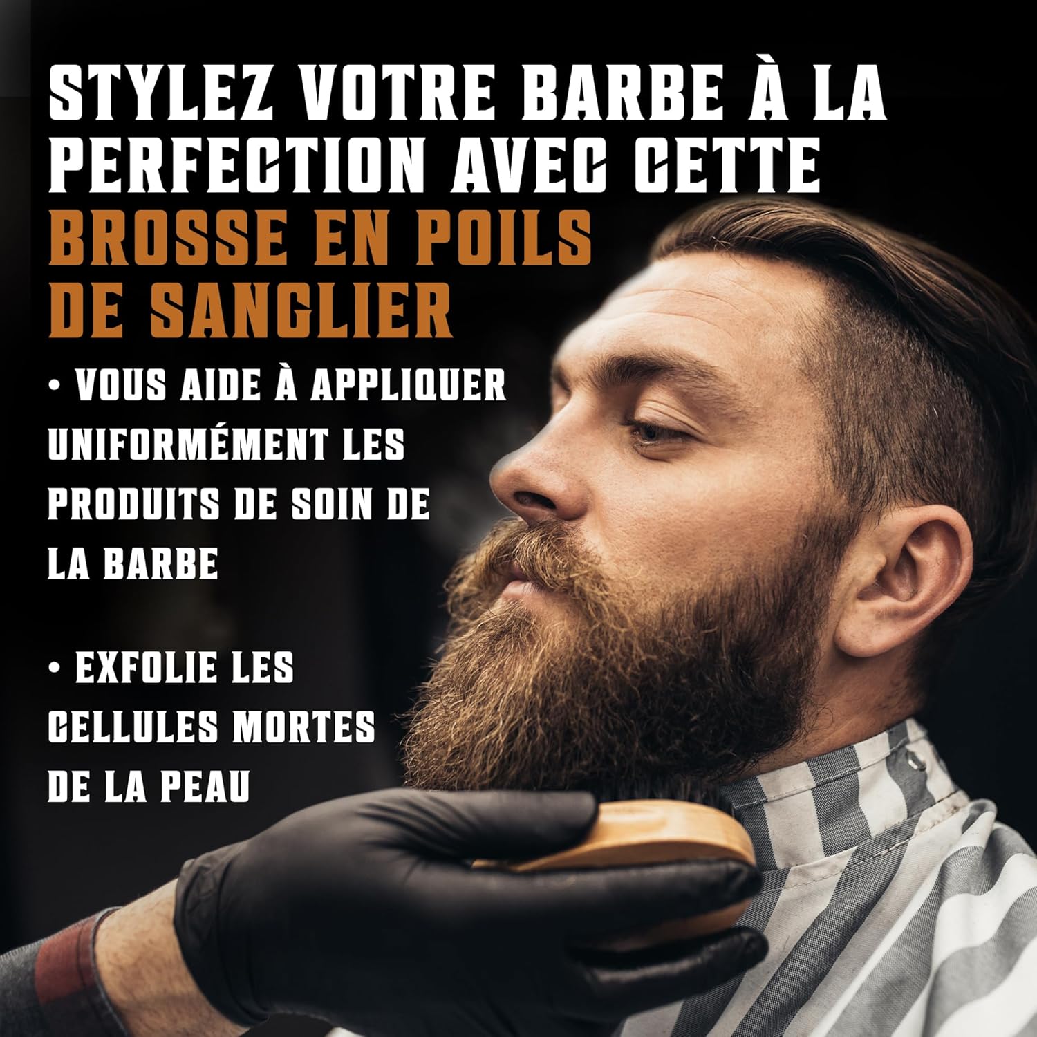 Viking - Brosse à barbe série naturelle - poils sanglier, peigne bois, pochette velours