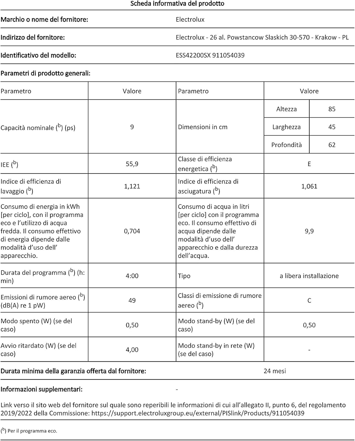Electrolux - lave-vaisselle série ESS - 45 cm, 9 couverts, 47 dB, inox ESS42200SX