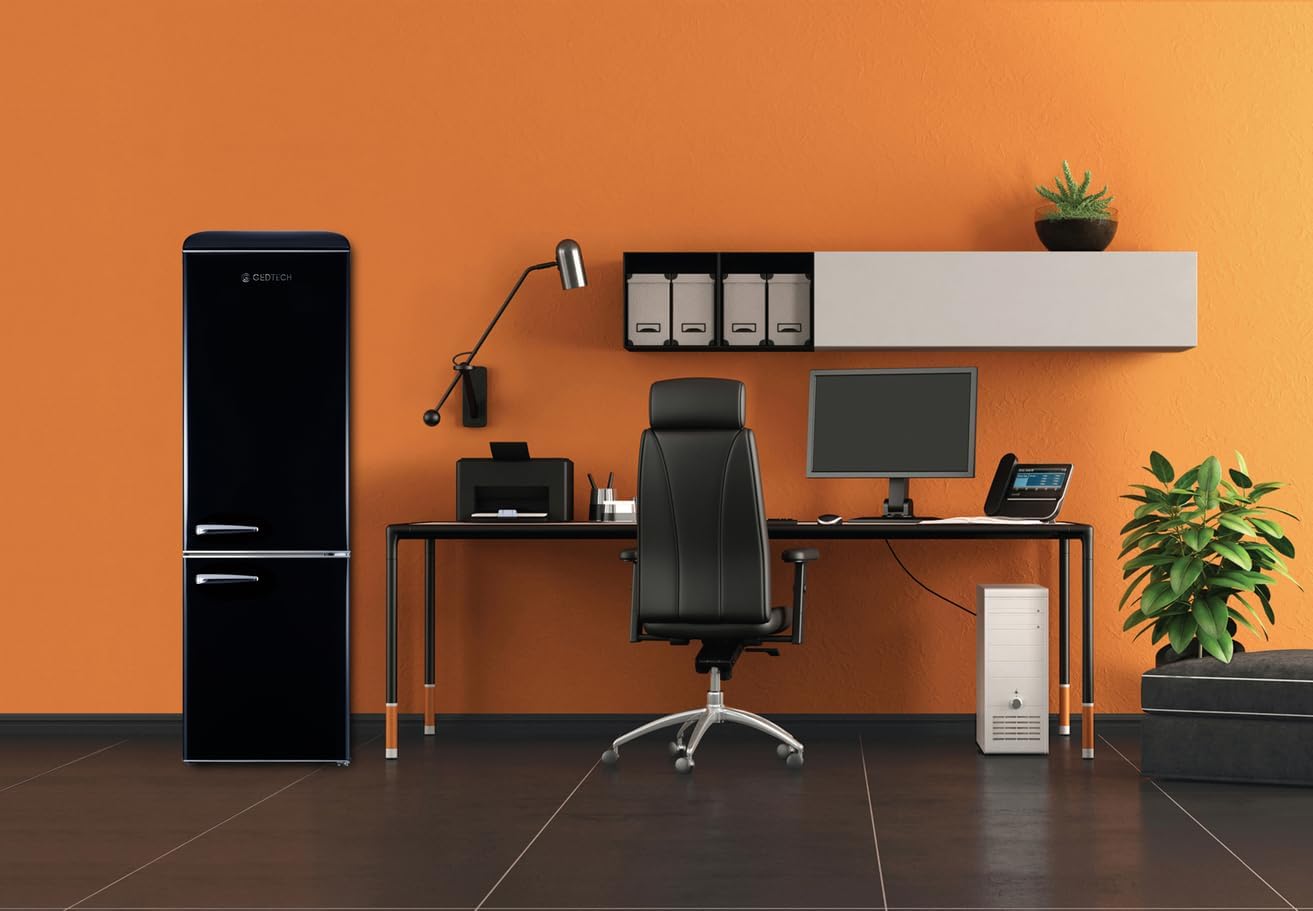 GEDTECH - réfrigérateur combiné vintage - 310L - noir, classe E, GCBV310BL