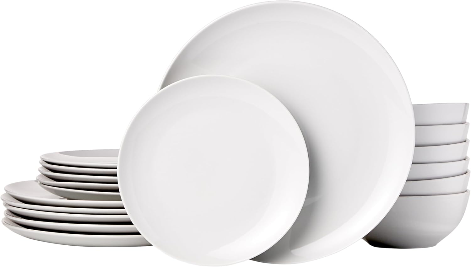 maxiidealz Basics - service de table 18 pièces - porcelaine blanche - pour 6 personnes