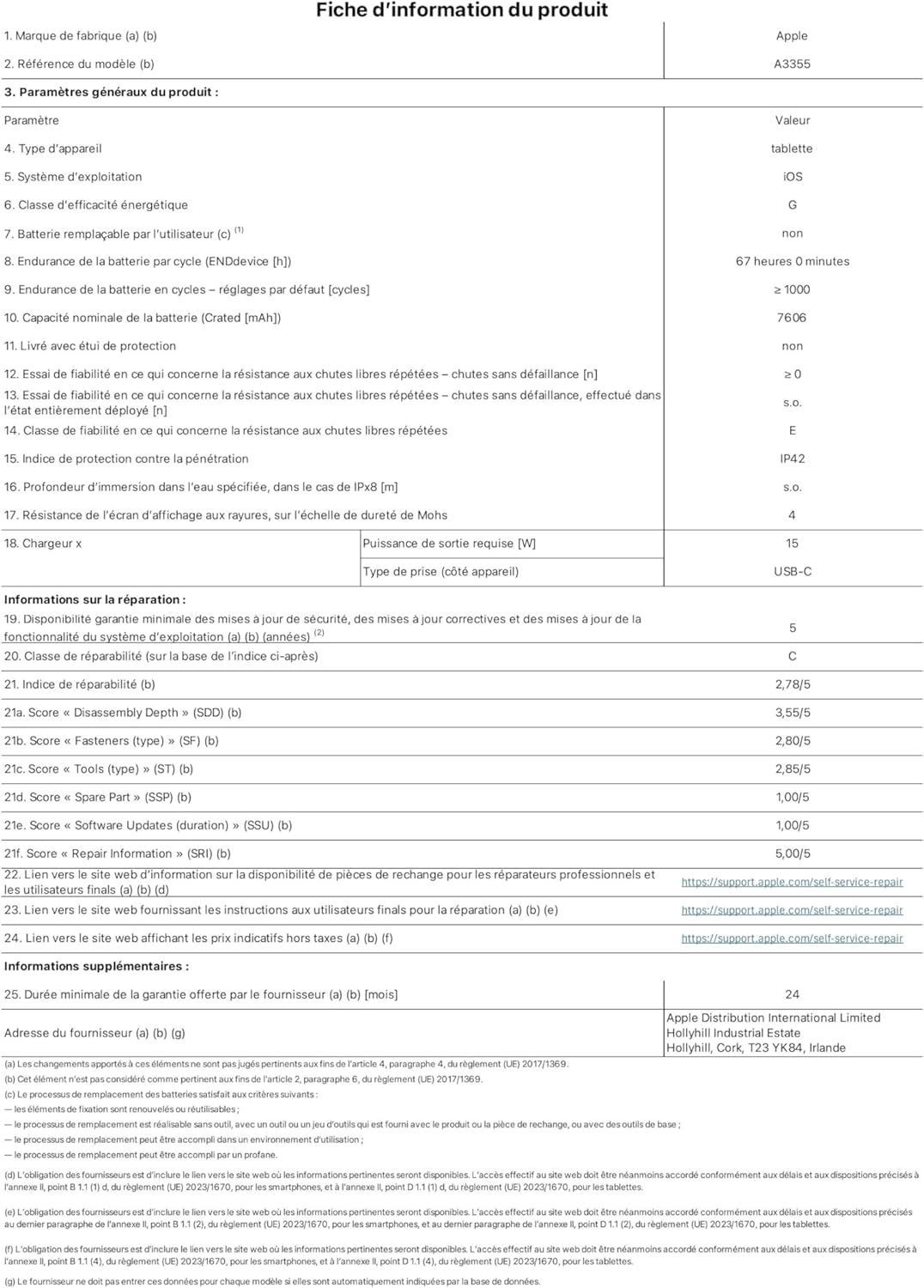 Apple - iPad (11 pouces) - Puce A16, 128Go, Wi-Fi 6, 5G, Touch ID