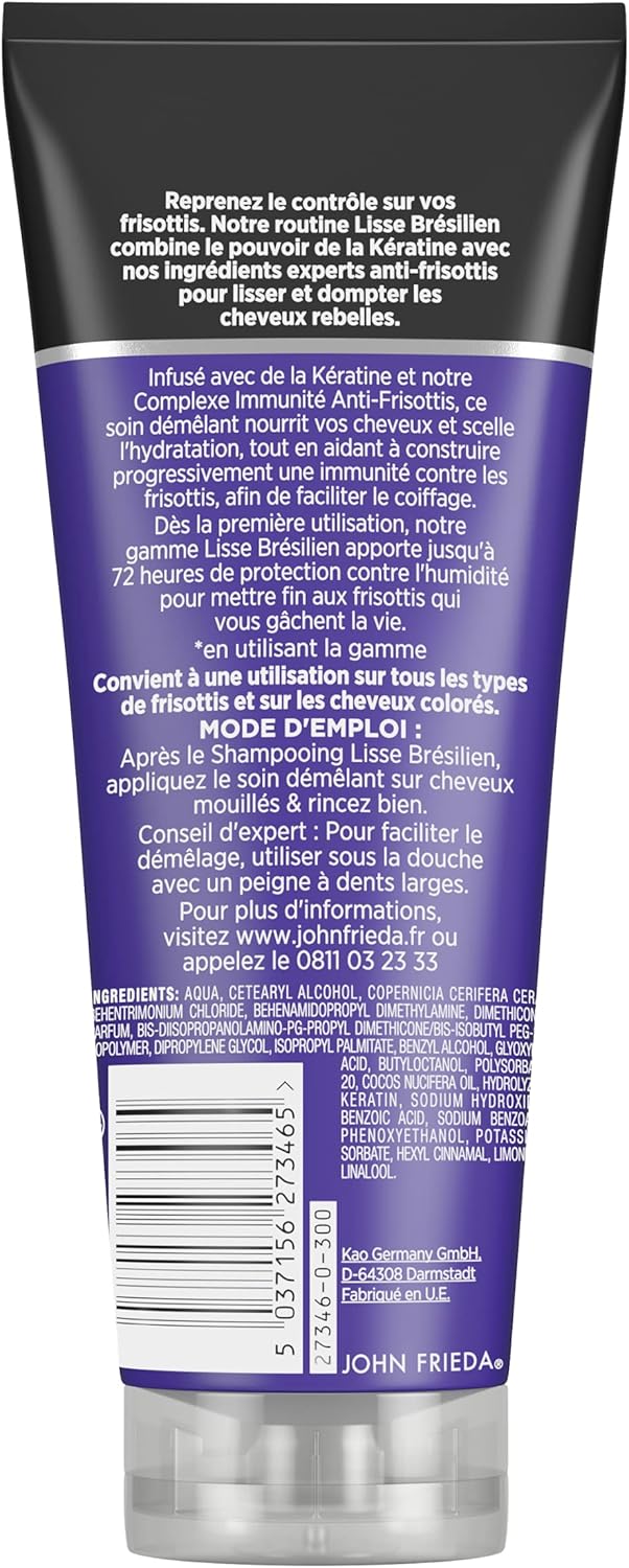 John Frieda - Frizz Ease Lisse Brésilien - 250ml x2 - soin anti-frisottis démêlant