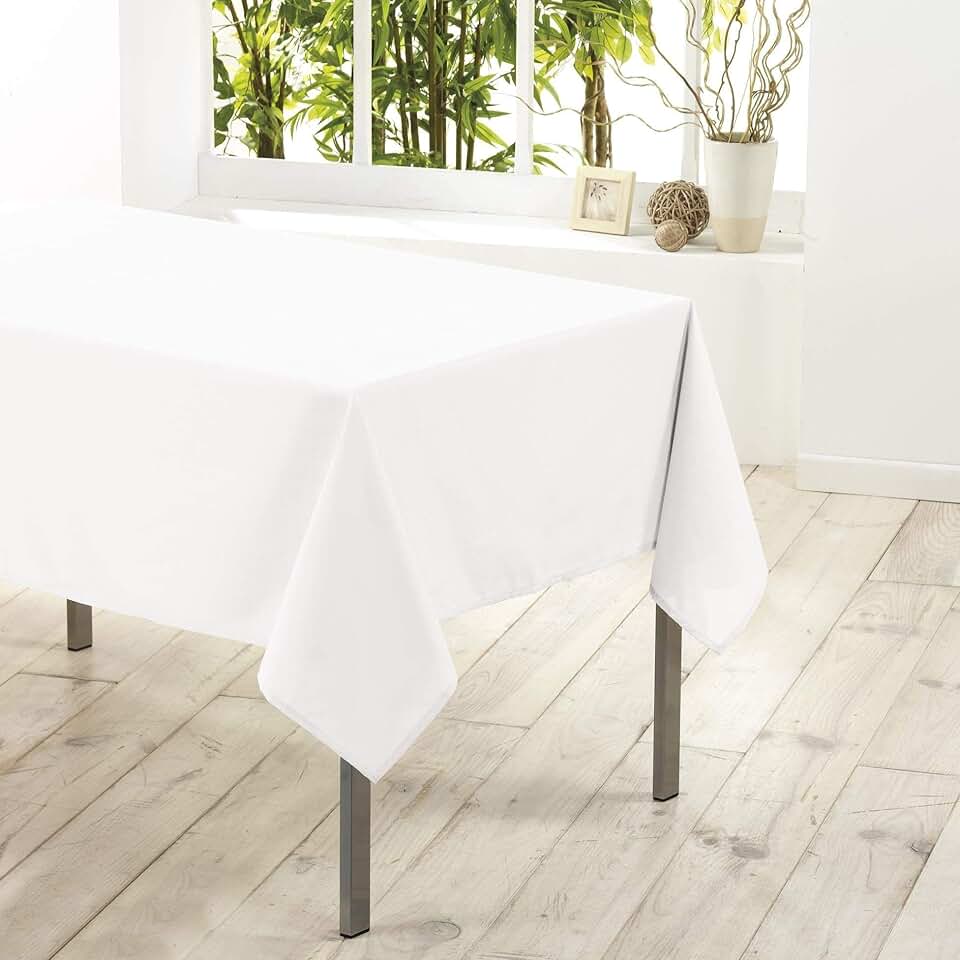 Nappe rectangle - Essentiel blanc - 140x250 cm - polyester uni