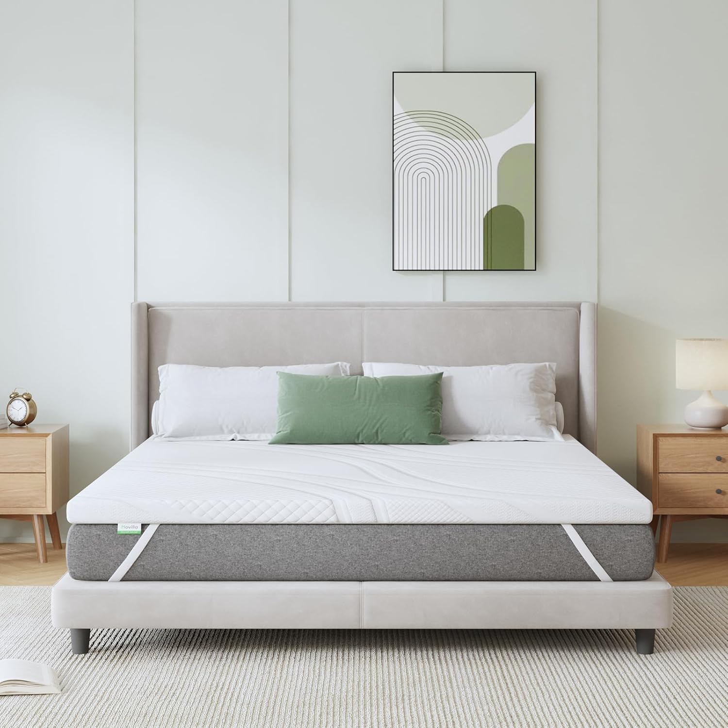 Novilla - surmatelas gel mémoire de forme - 135x190 cm - 7,5 cm d'épaisseur, lavable, antidérapant