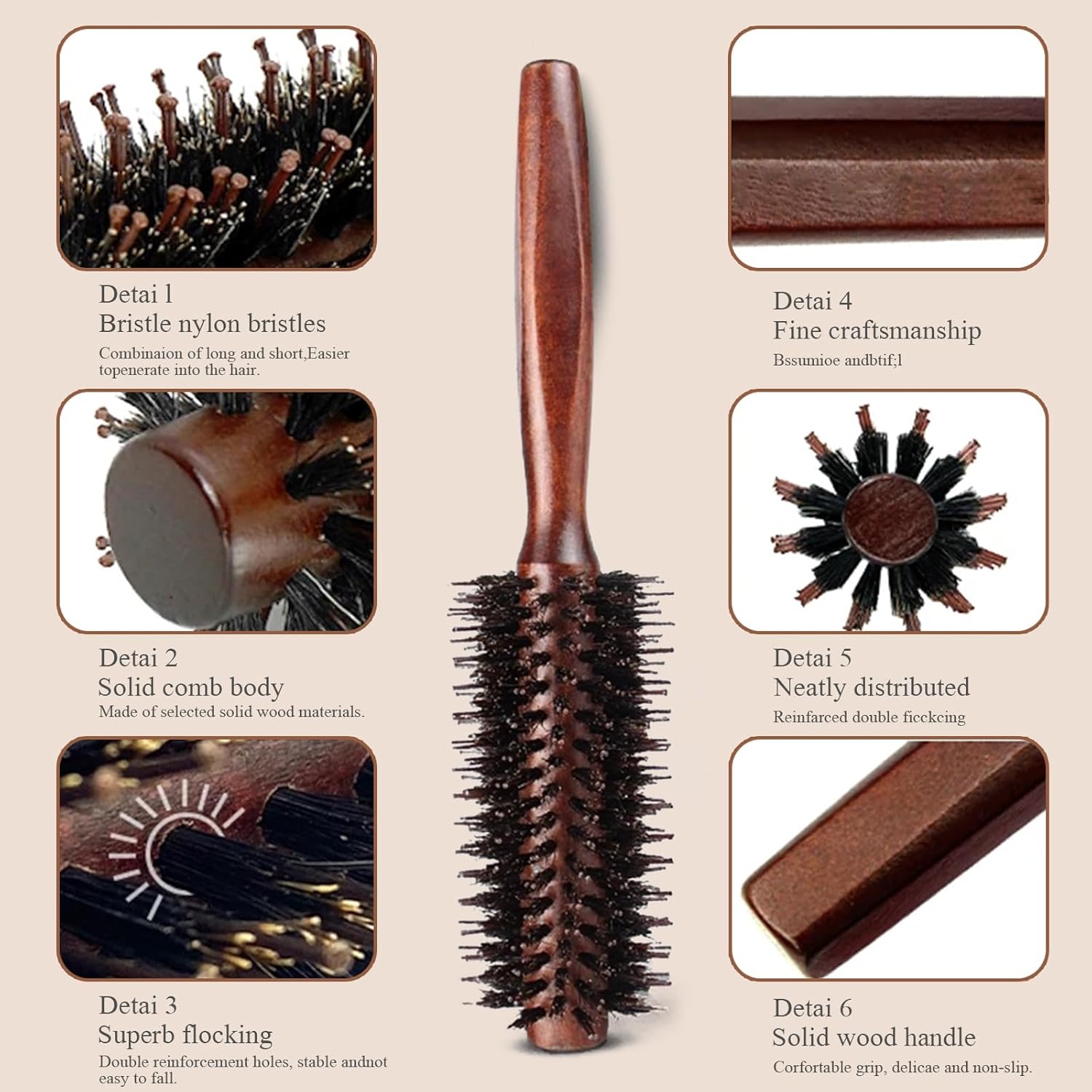 Brosse ronde - cheveux poils de sanglier - séchage rapide - lissante