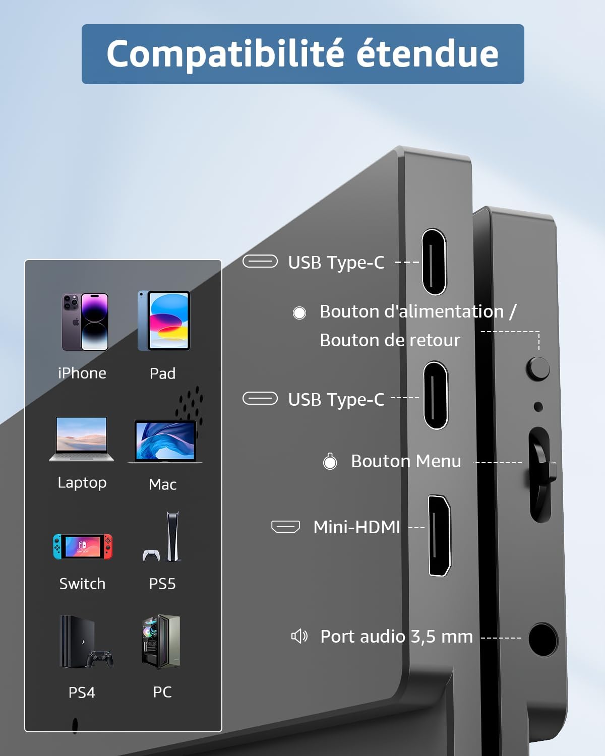 Yodoit - écran portable 17,3