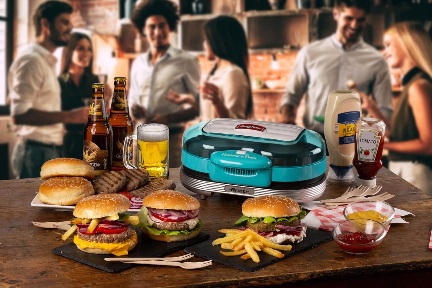 Ariete - 205 Party Time - compact - 1200W, 2 plaques, facile à nettoyer