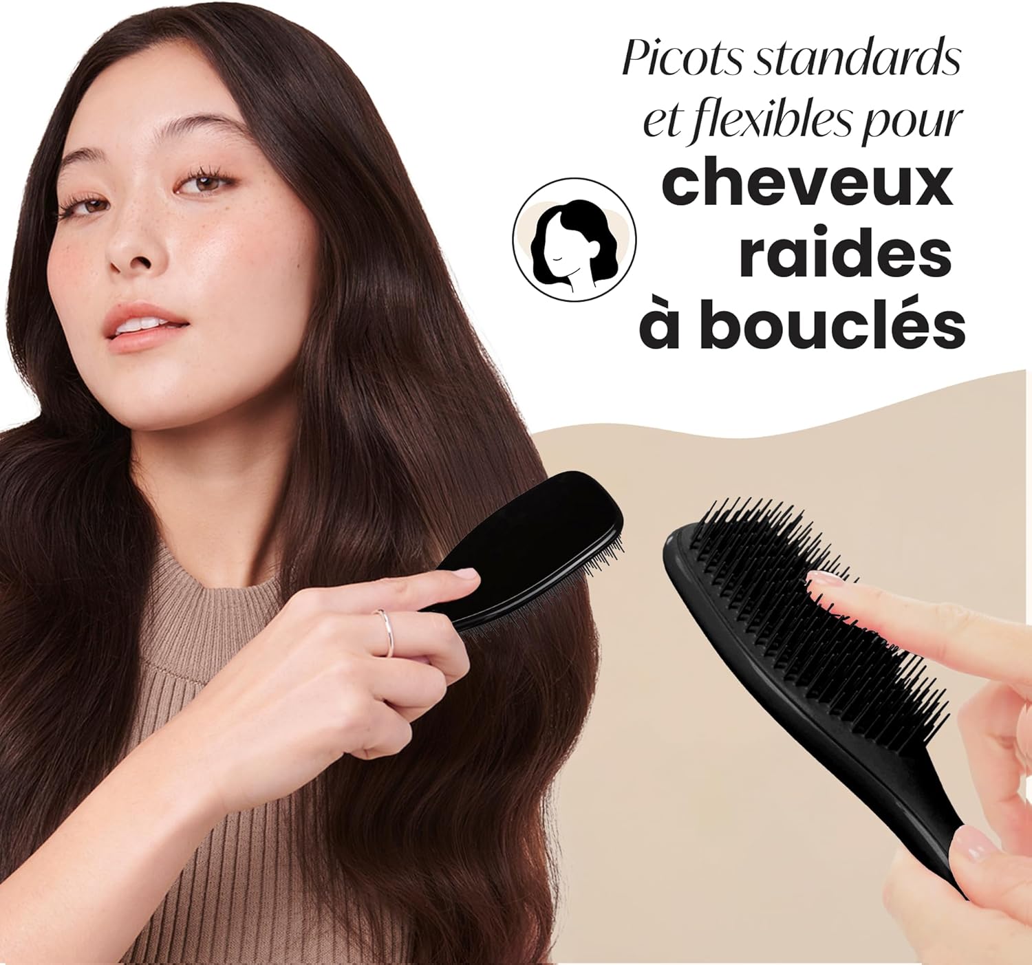 Tangle Teezer - Ultimate Detangler - Brosse démêlante cheveux secs/mouillés, picots deux niveaux, anti-casse, noir, tous