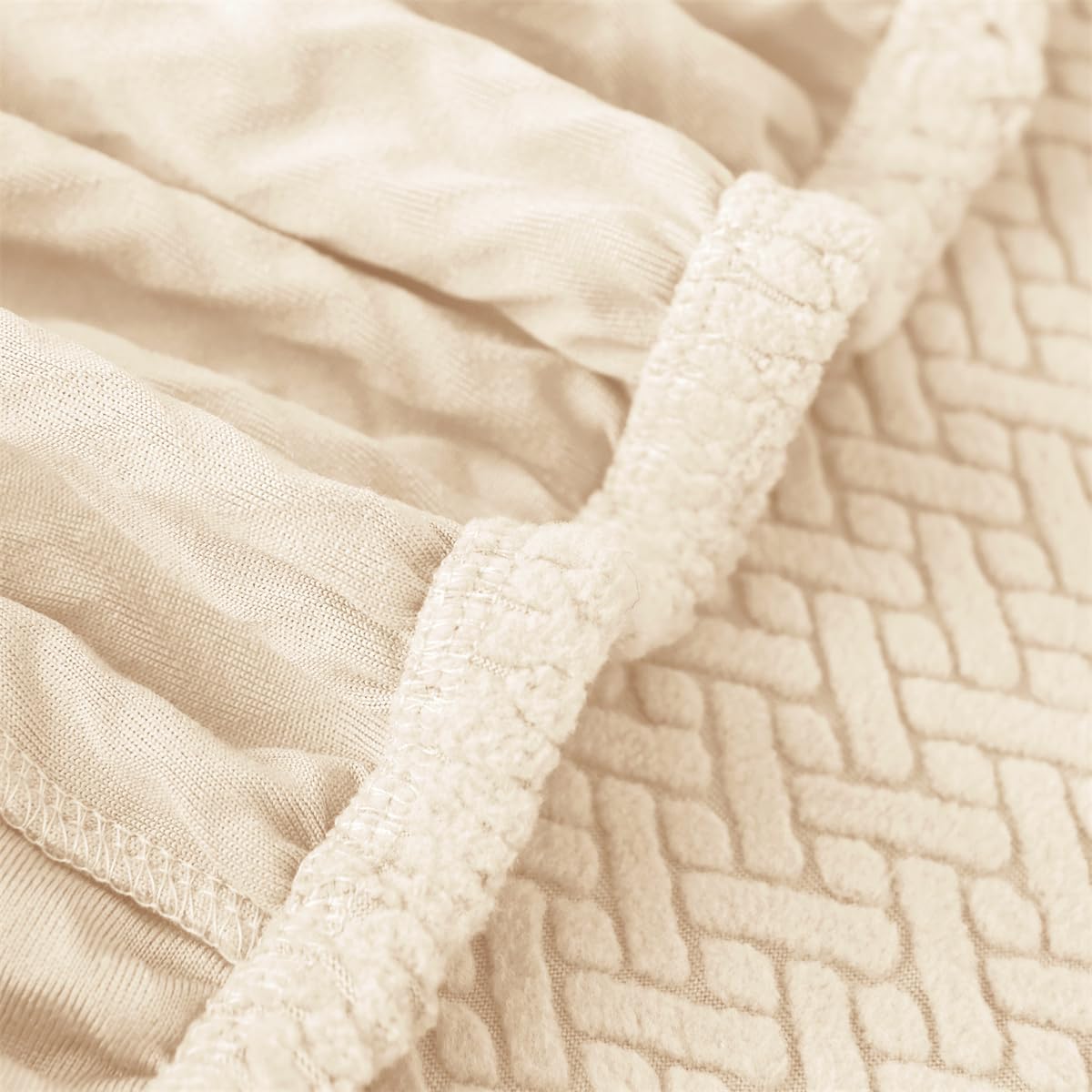 Housse de fauteuil cabriolet - Chesterfield jacquard beige - 1 place - Extensible, universelle, pour salon/café