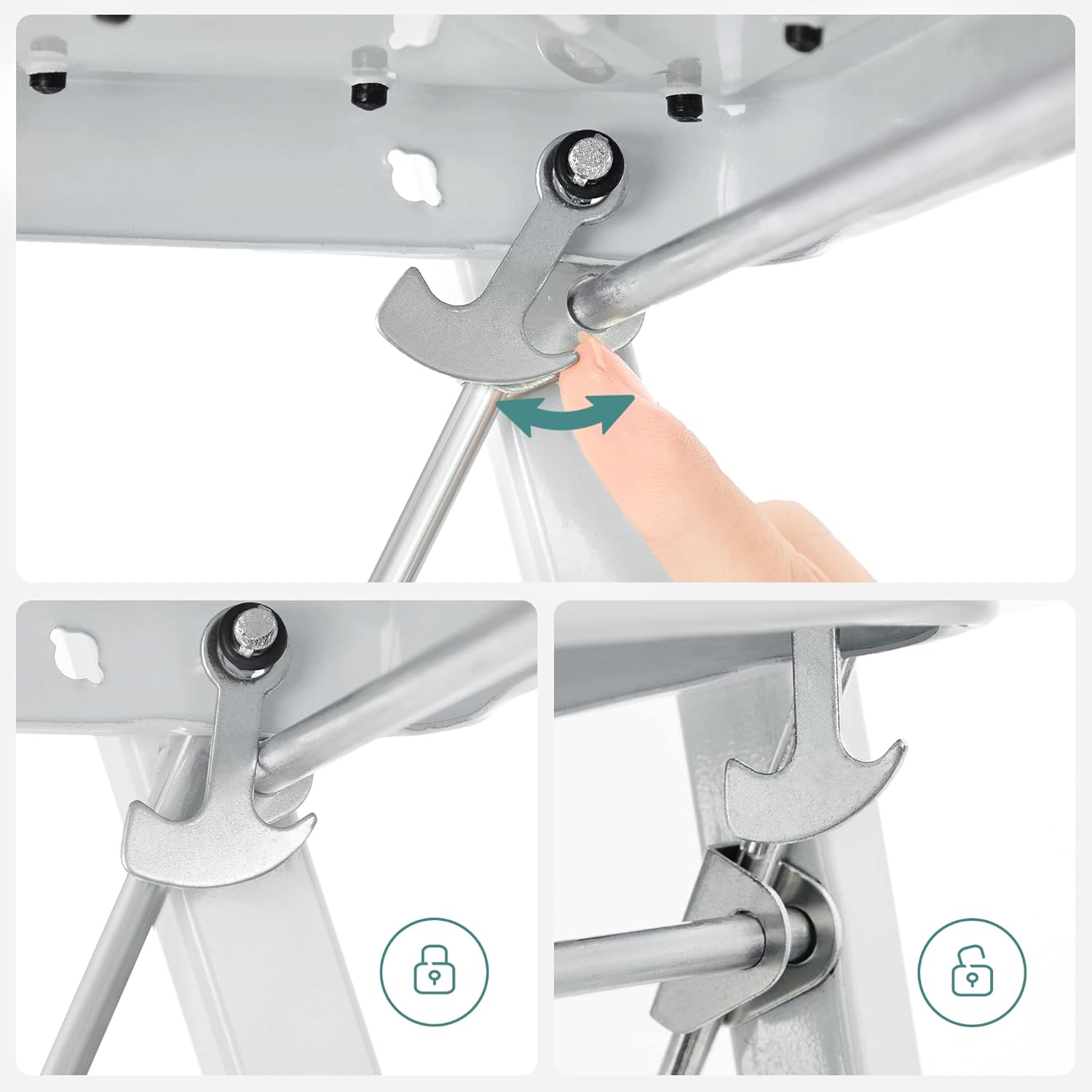 SONGMICS - escabeau pliable acier - 32x44x17,5cm - charge 150kg, GSL01WT