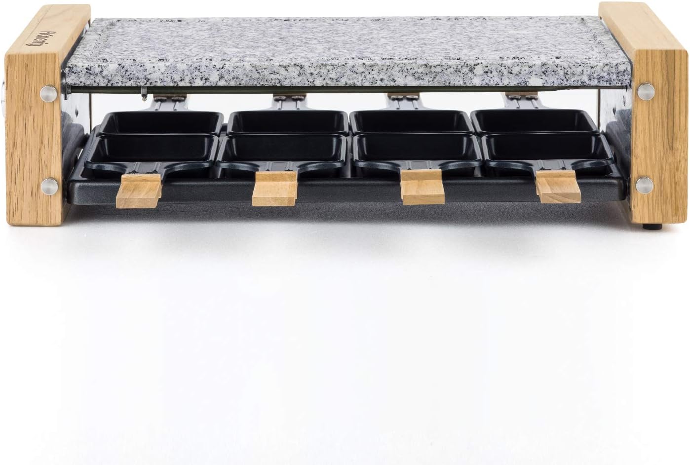 H.Koenig - WOD8 - appareil raclette 8 pers, pierre granit, bois naturel