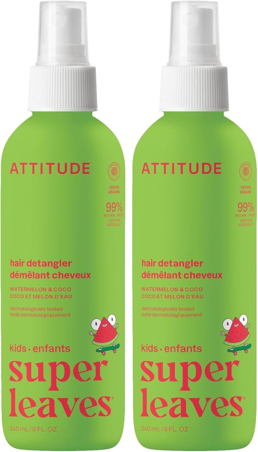 ATTITUDE - Démêlant enfant, 240mL, végan, melon & coco, lot de 2