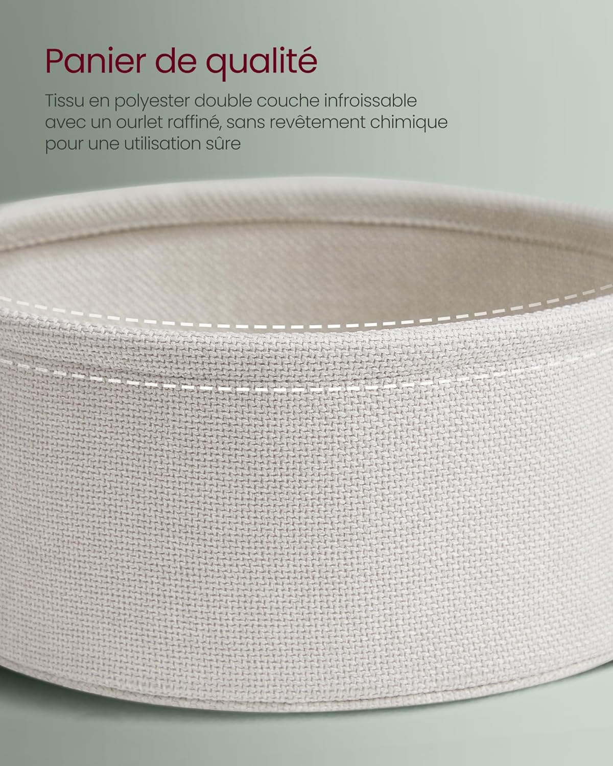 VASAGLE - Petite table basse moderne, 45x45x54 cm, panier tissu, multiprise, vert forêt/blanc crème, LET228C05