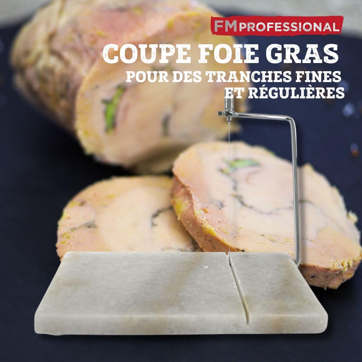 Fackelmann - FM Professional - 23x15x5 cm - coupe et présentation foie gras, inox, marbre, gris clair - 22259