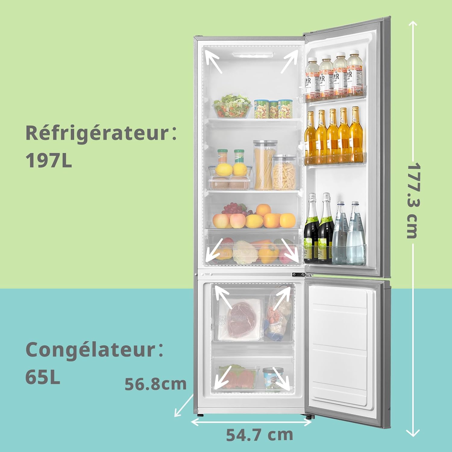 Comfee' - Combi Série - 177,3cm - 262L Low Frost, LED, Inox, RCB359IX2