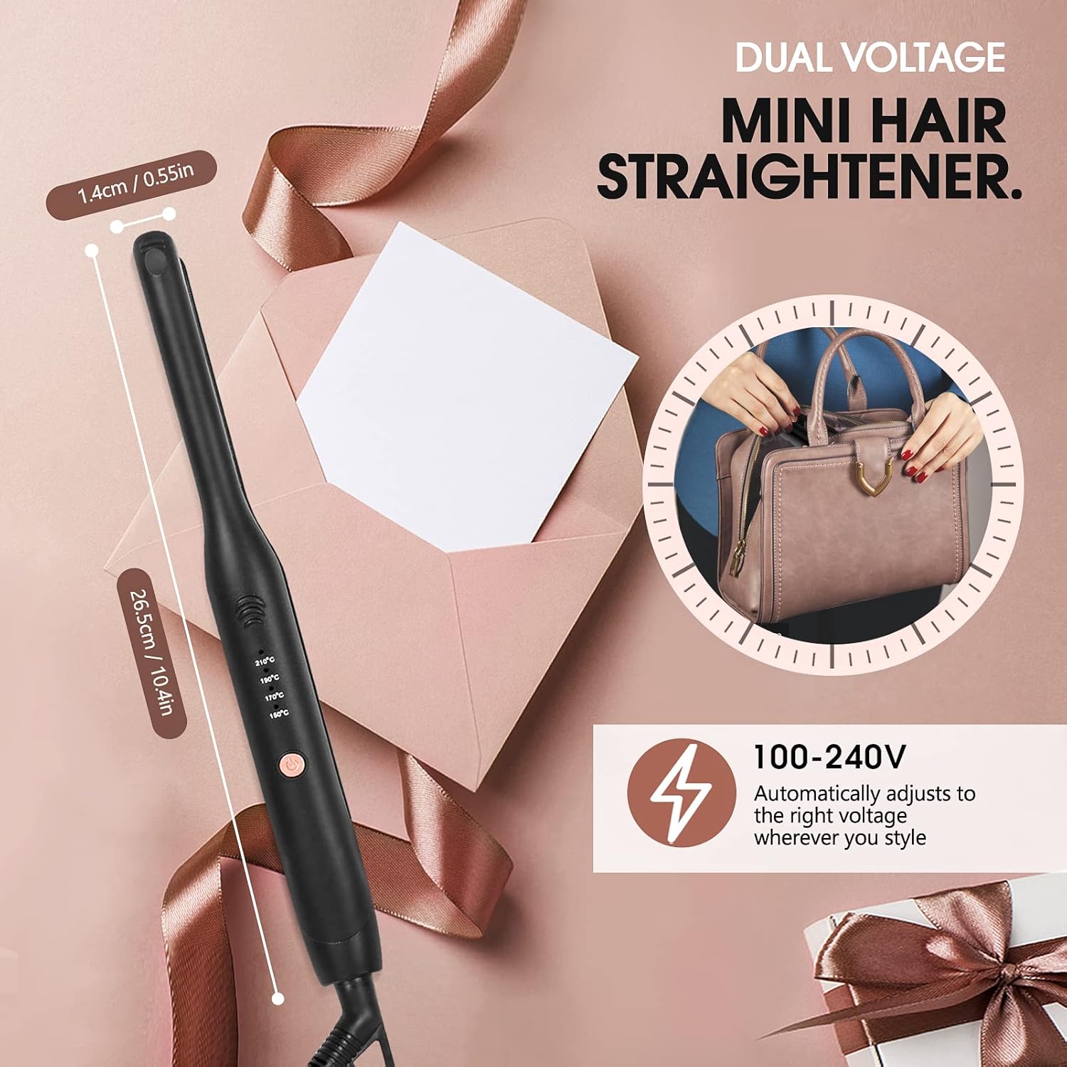 HyAdierTech - Mini lisseur 2 en 1 - compact - céramique, double tension