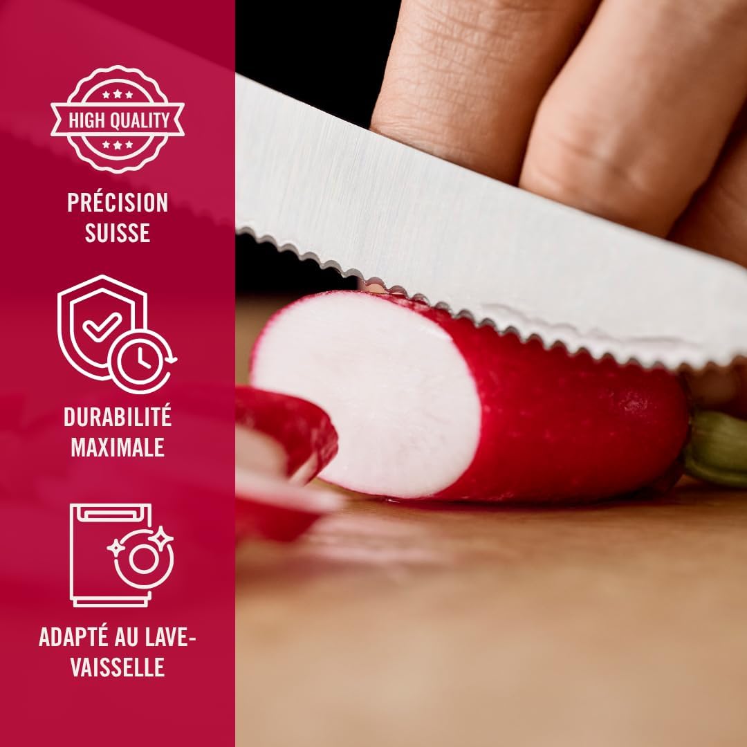 Victorinox Swiss Classic - couteau petit-déjeuner 11cm - lame dentelée - set 6 pièces - manche plastique bleu