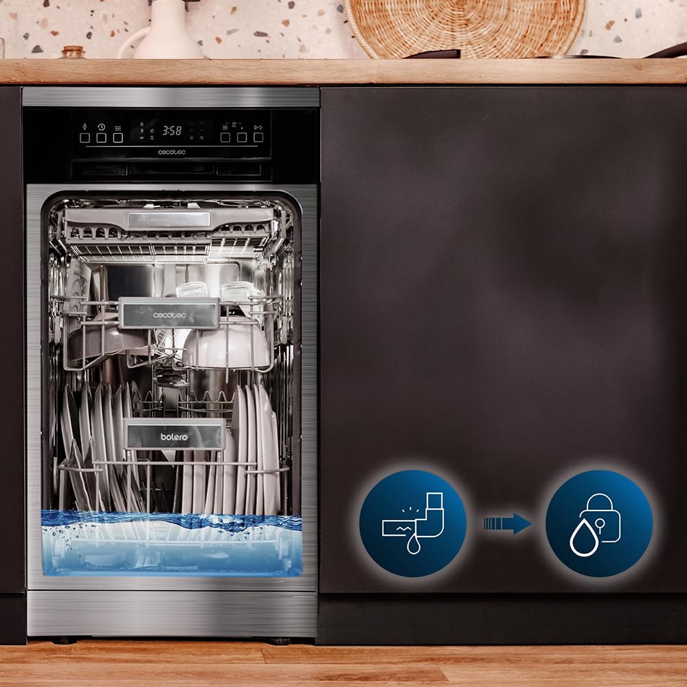 Cecotec - Bolero Aguazero - 45 cm - 11 couverts, 6 programmes, 1850 W, E, Dual Zone, Départ Différé, AquaStop, 4201