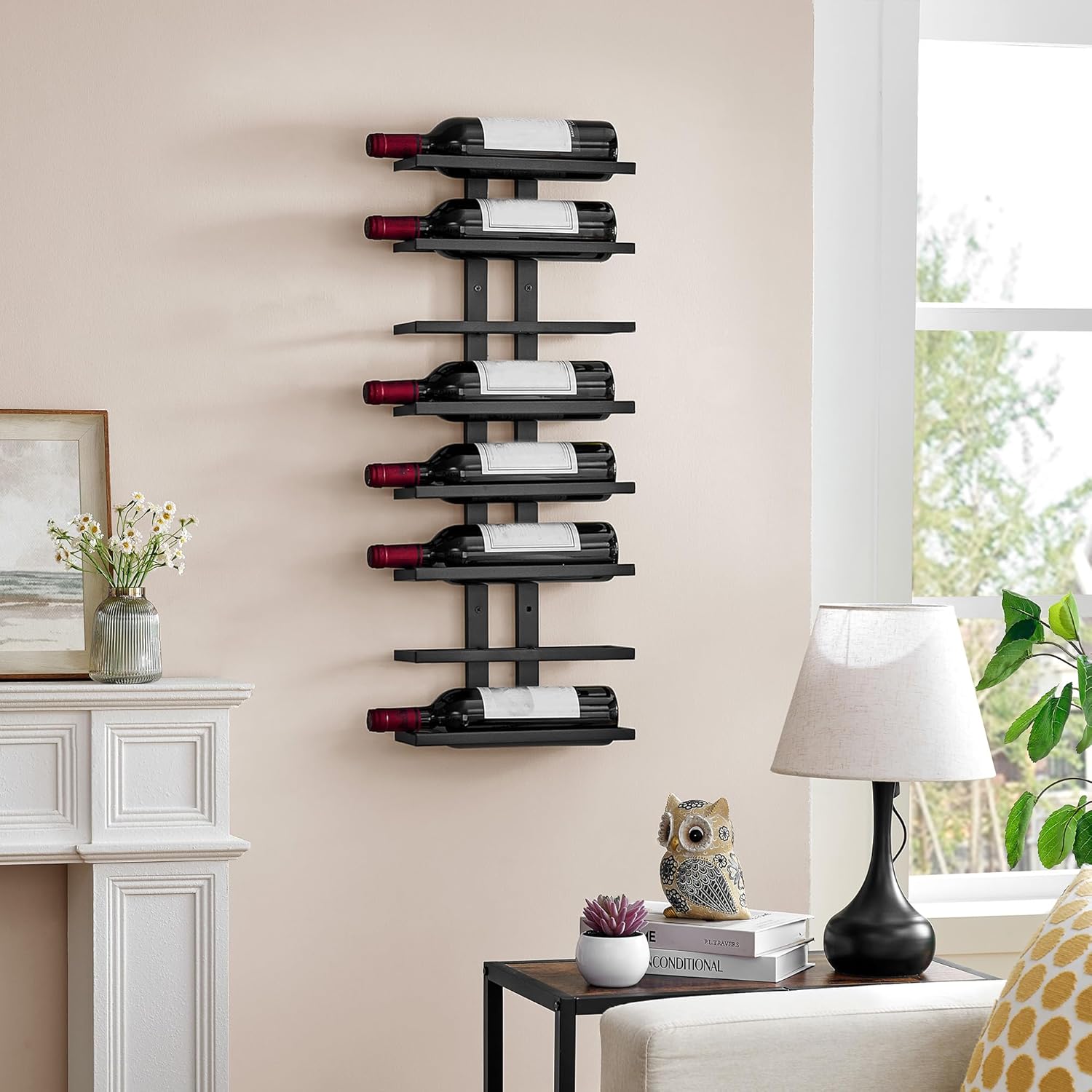 Favoosty – Étagère à vin murale, métal, 8 niveaux, noire, FAVOOSTY