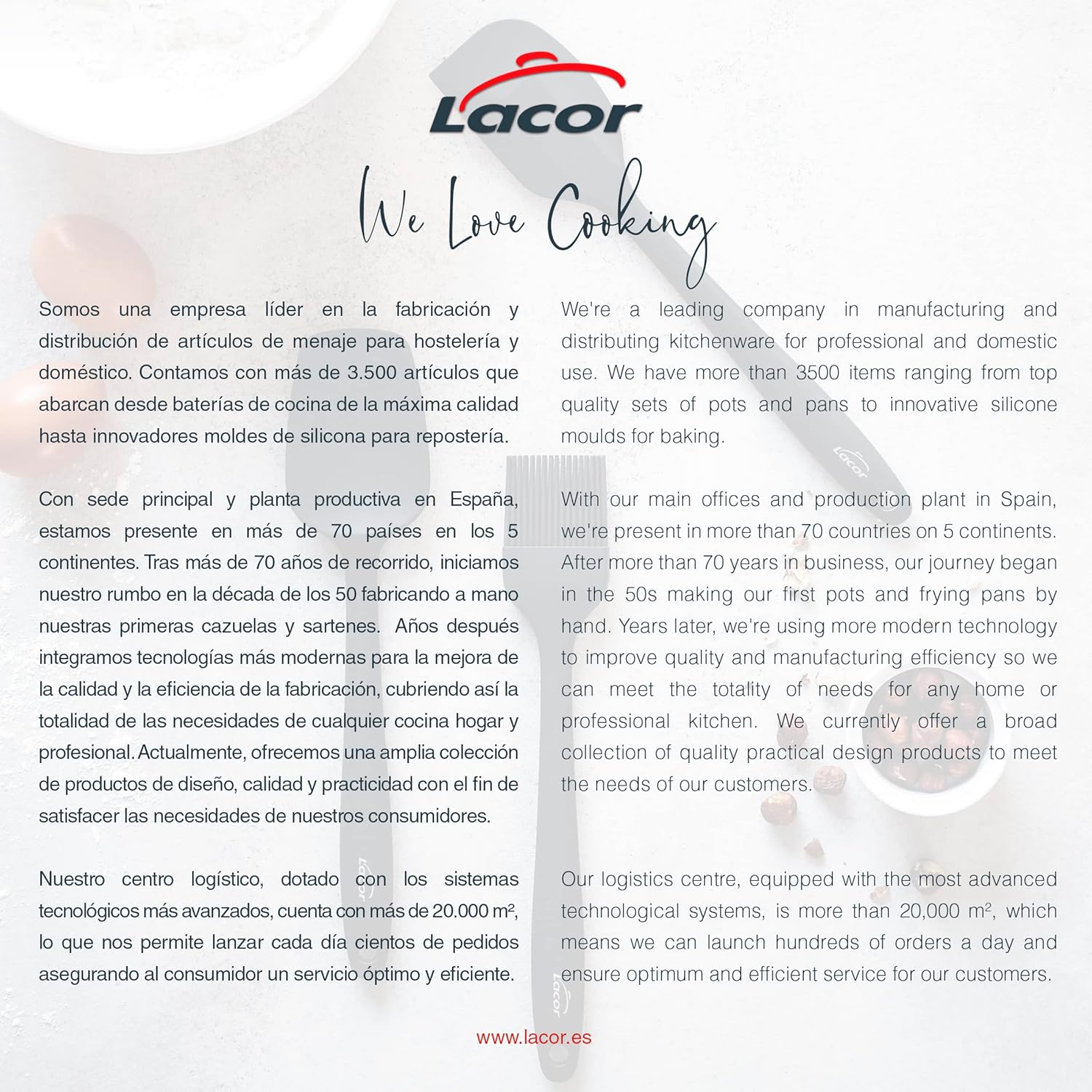 Lacor - spatule silicone écologique, 27,5 cm, sans BPA, 64464