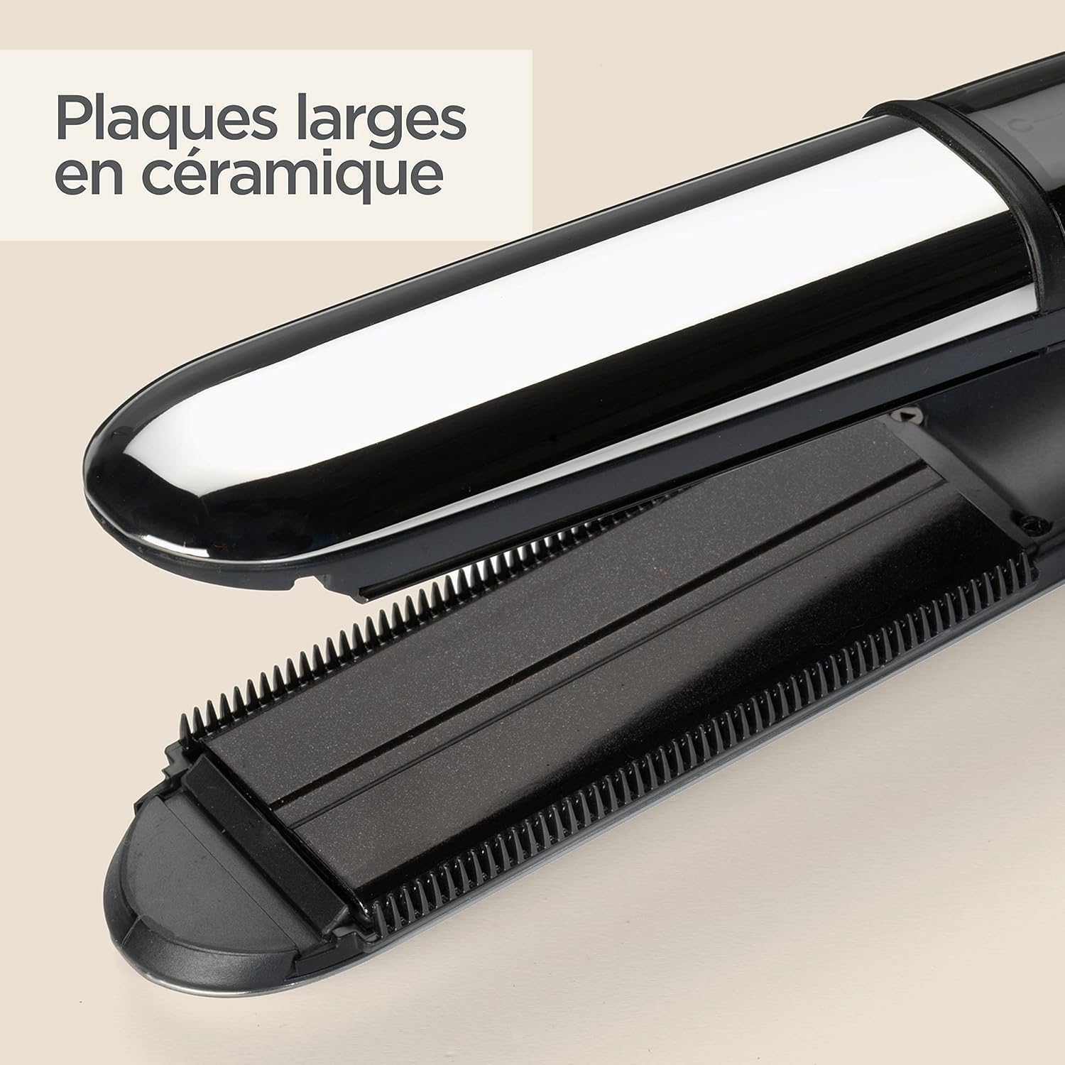 BaByliss - lisseur vapeur tourmaline-céramique XL, ionique, anti-frizz - ST496E