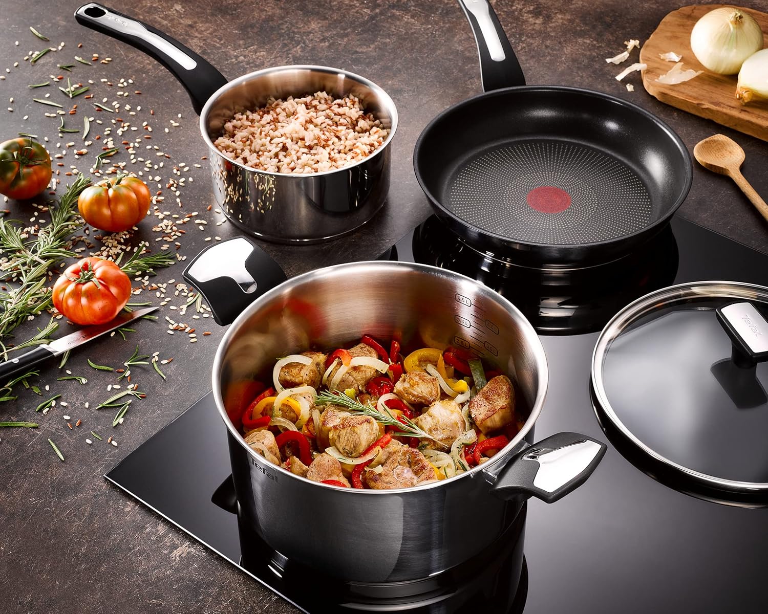 Tefal - Emotion batterie de cuisine - 5 pièces inox induction - E300S544
