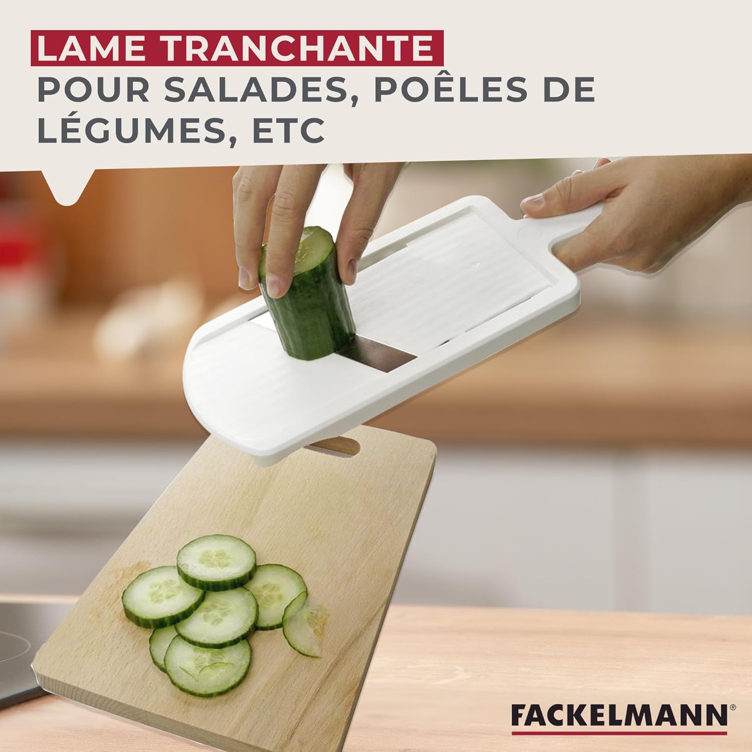 Fackelmann - Mandoline double face inox - épaisse/fine - avec support, blanc/noir
