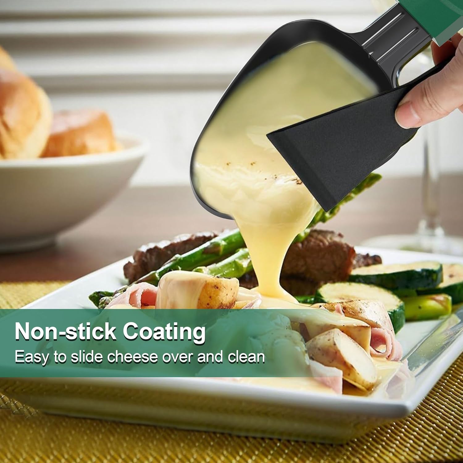 Poêlons à raclette triangulaires - 8 pièces - poignée colorée, antiadhésif, lavable au lave-vaisselle