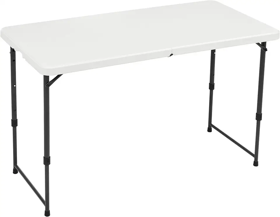 Amazon Basics - Table pliante rectangulaire - 121x61x86 cm - 4 hauteurs réglables, poignée, légère