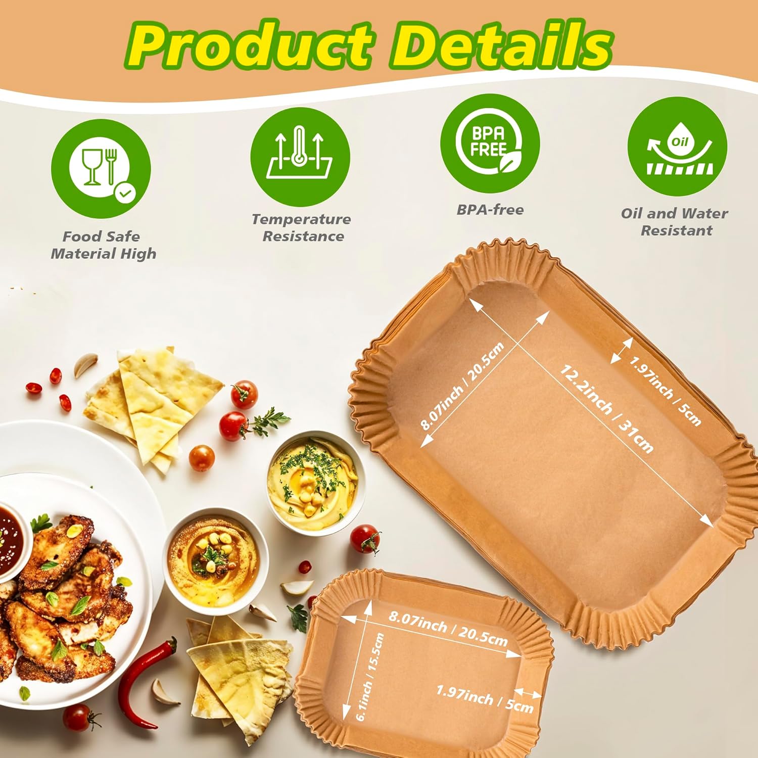 Papier cuisson air fryer - 225PCS - rond, antiadhésif, plat, AF500EU/AF500EUCP