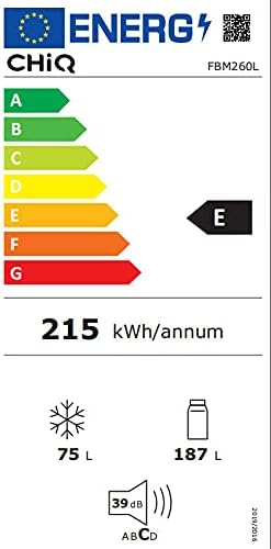 CHIQ - FBM260L - 262L bas inox, low frost, portes réversibles, 39dB
