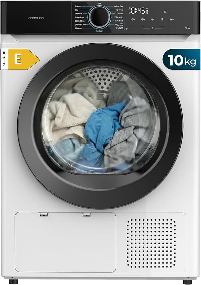 Cecotec - Sèche-linge 10kg, pompe à chaleur, 15 programmes, anti-froissage, 700W, Bolero Dresscode Dry 10180