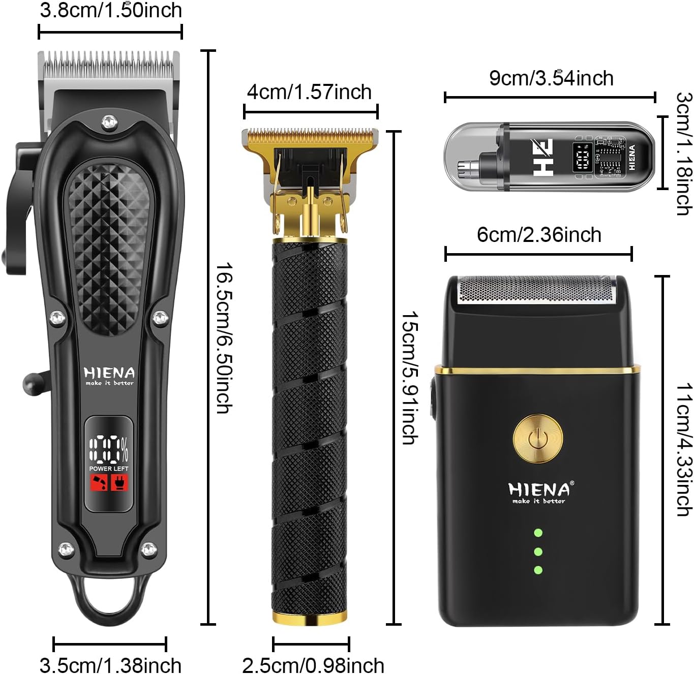 HIENA - PRO Tondeuse 4-en-1 - sans fil - multi-usage, kit complet