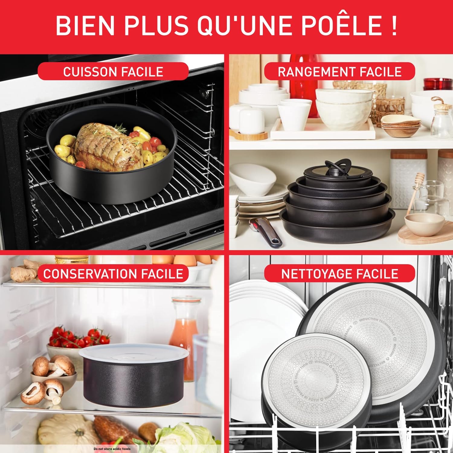 Tefal - Ingenio Eco Resist - casserole 18 cm, induction, antiadhésif, empilable, lave-vaisselle, L3972902