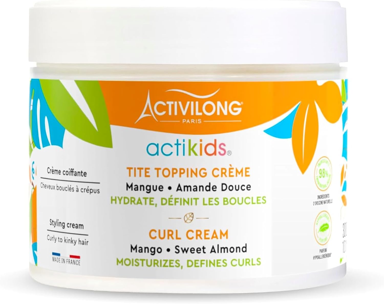 ACTIVILONG - Actikids crème coiffante 300ml - boucles, vegan, 98% naturels