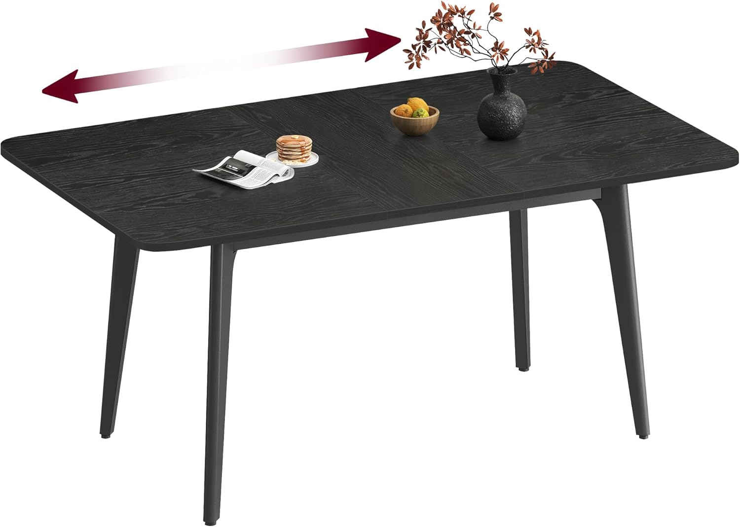 VASAGLE - table extensible design épuré 120kg noir bois KDT090BA02V1