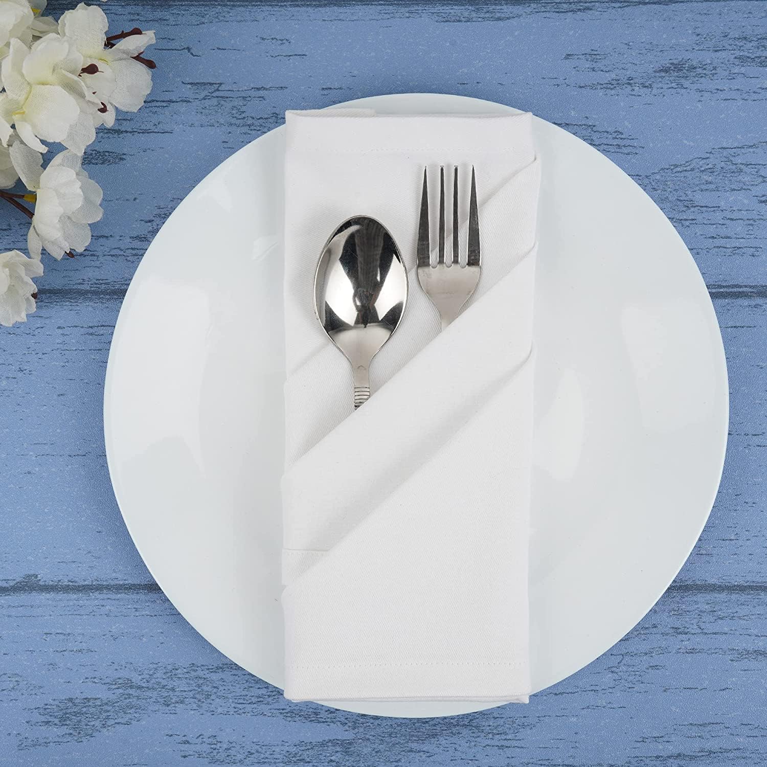 Sweet Needle - Serviettes de Table Cotton Oversize 45x45cm - Lot de 12, tissu épais, coins arrondis