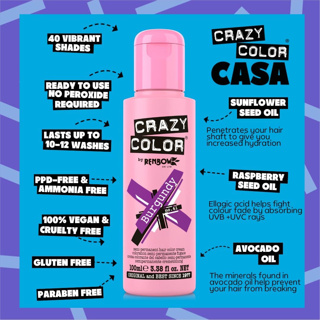Crazy Color - coloration permanente Bordeaux - 100ml - cheveux CRC026
