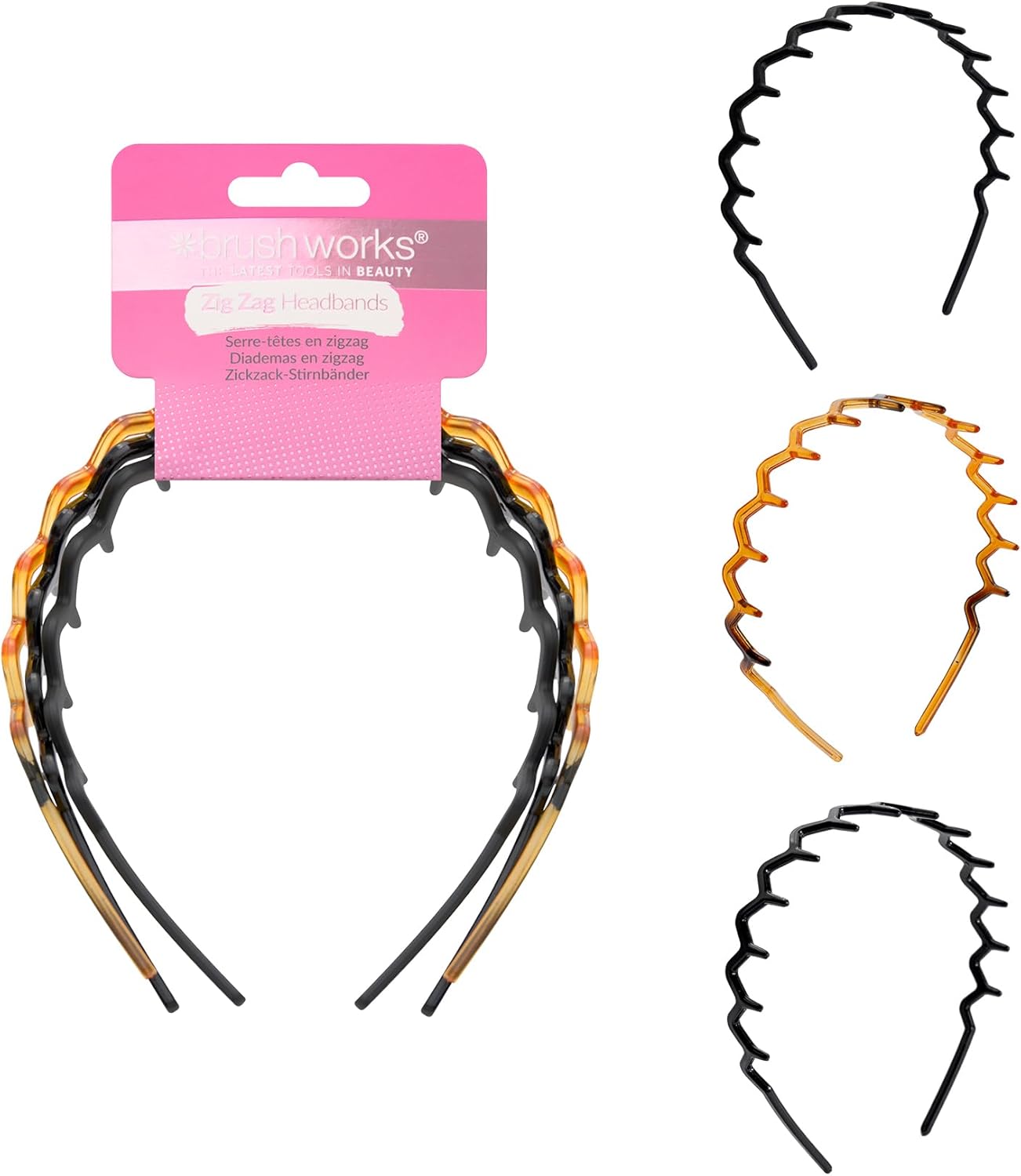 Brushworks - Zig Zag Headband 3 Pack - lot de 3 bandeaux stylés