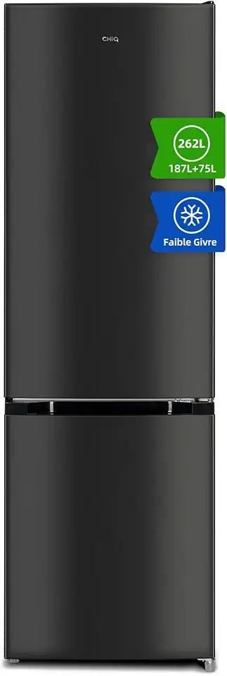 CHIQ - FBM260L - 262L bas inox, low frost, portes réversibles, 39dB