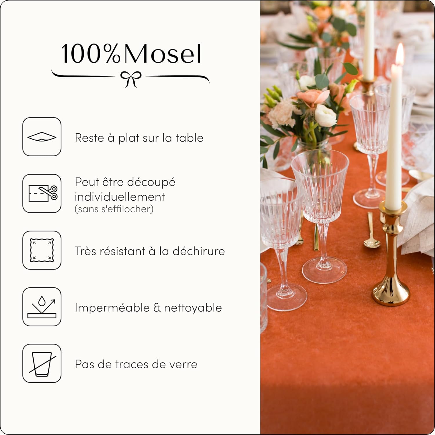 100%Mosel - Chemin de table non-tissé terracota - 30x2500cm - déco anniversaire et mariage