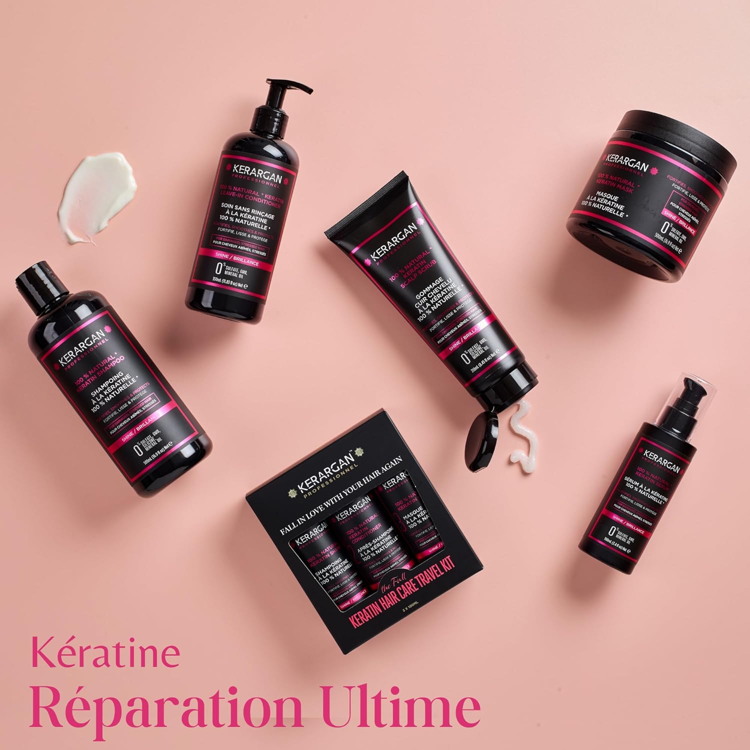 Kerargan - masque ultra réparateur 500ml - kératine, sans sulfate