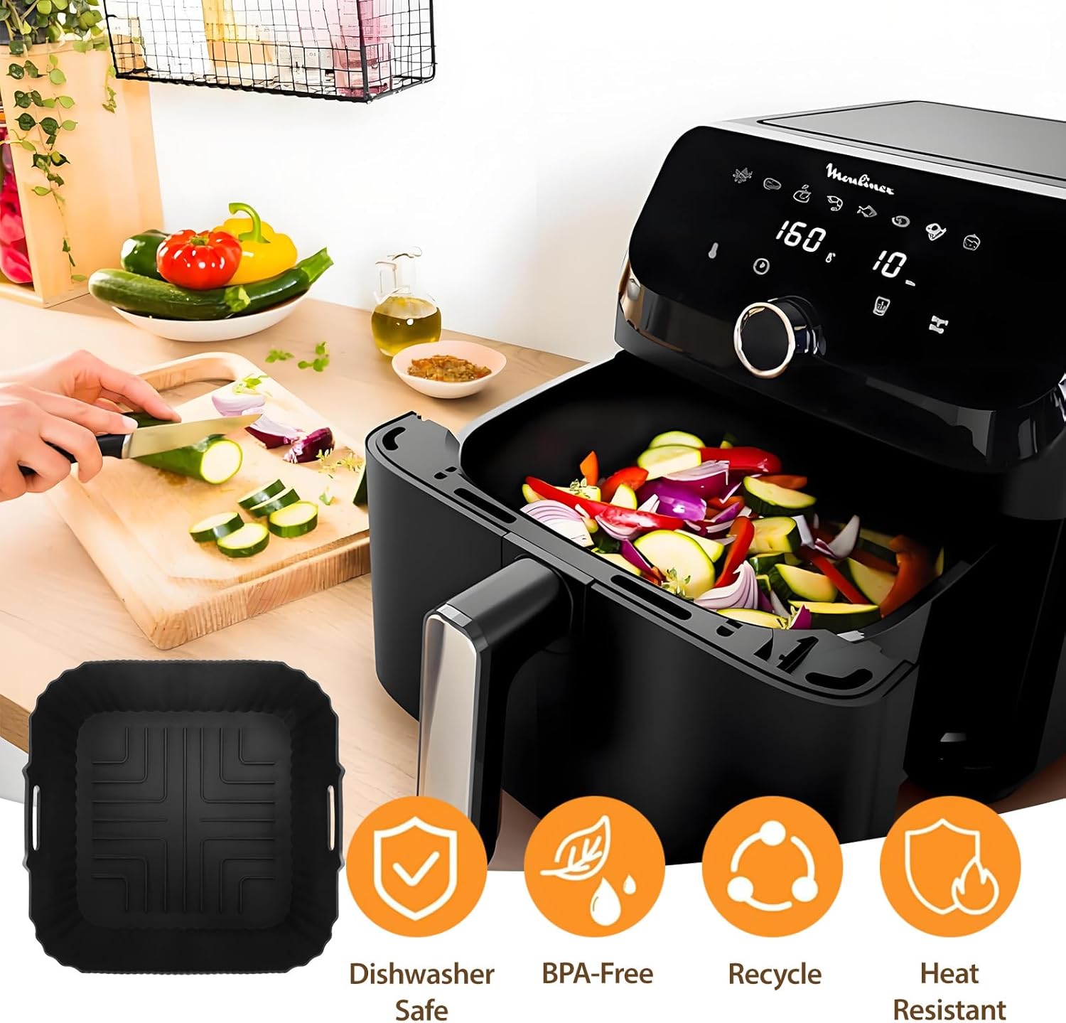 Moule silicone pour friteuse à air - grande capacité 7,5L - réutilisable - EZ8558F0