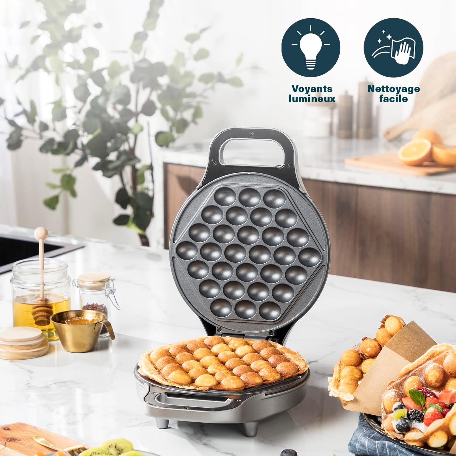 Princess - Gaufrier ouverture 180°, 700W, câble 0.7m, antiadhésif - 132465