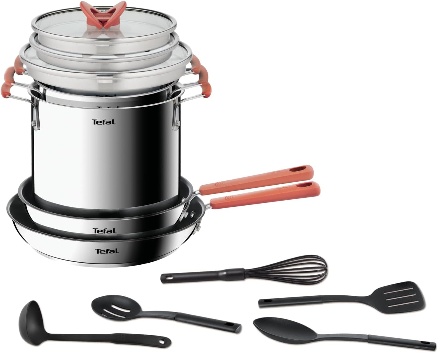 Tefal - Opti'Space batterie cuisine 13 pièces inox, induction, garantie 10 ans, G721SD74