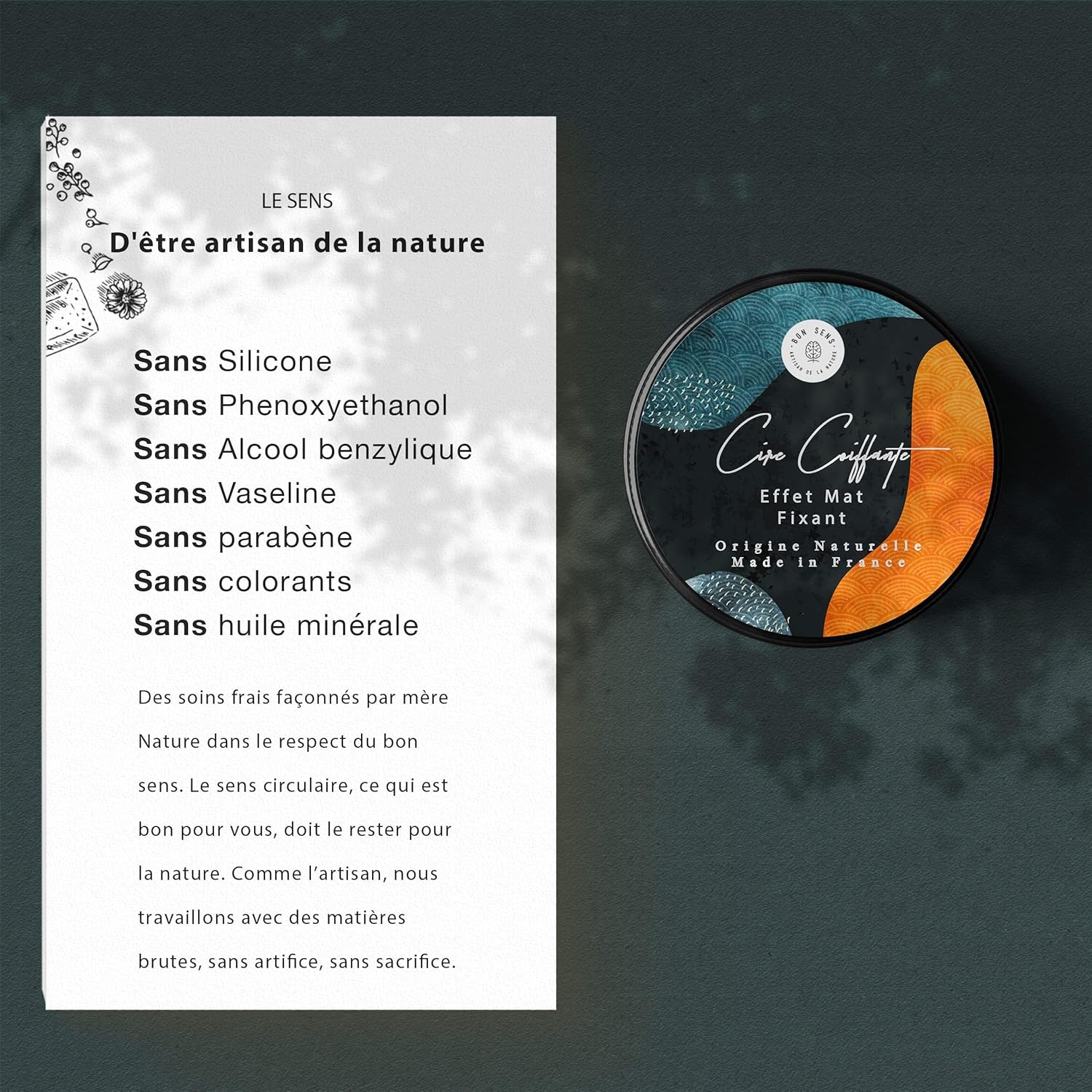 Cire pour cheveux homme - coiffante naturelle 45g - Fabriquée France